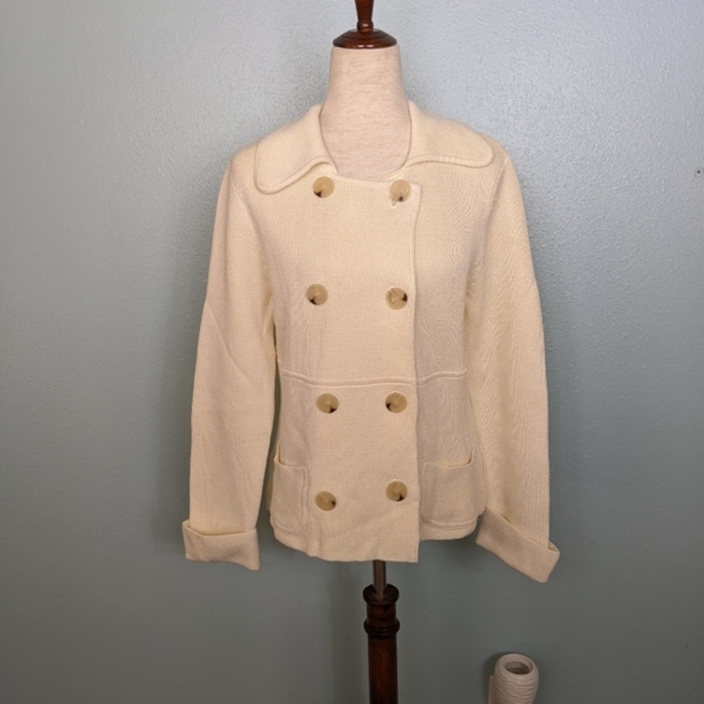 Don Caster cream double breasted sweater M